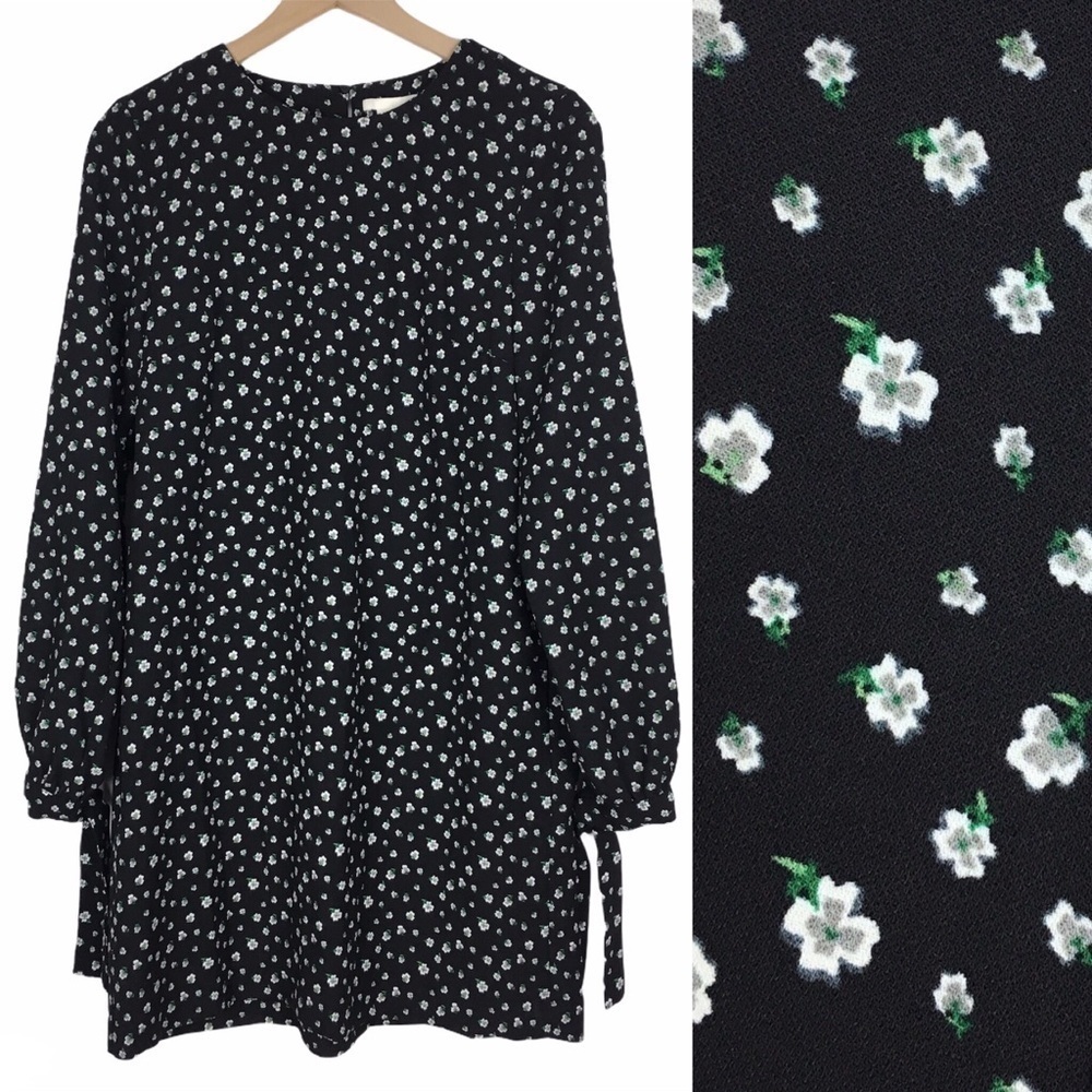 H&M Dress Floral Print Shift Long Sleeve Garden Party Flowers Prairie Size 8